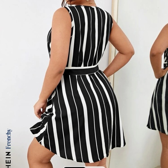 Shein Frenchy Plus Striped Button Front Belted Dress - Picture 2 of 3